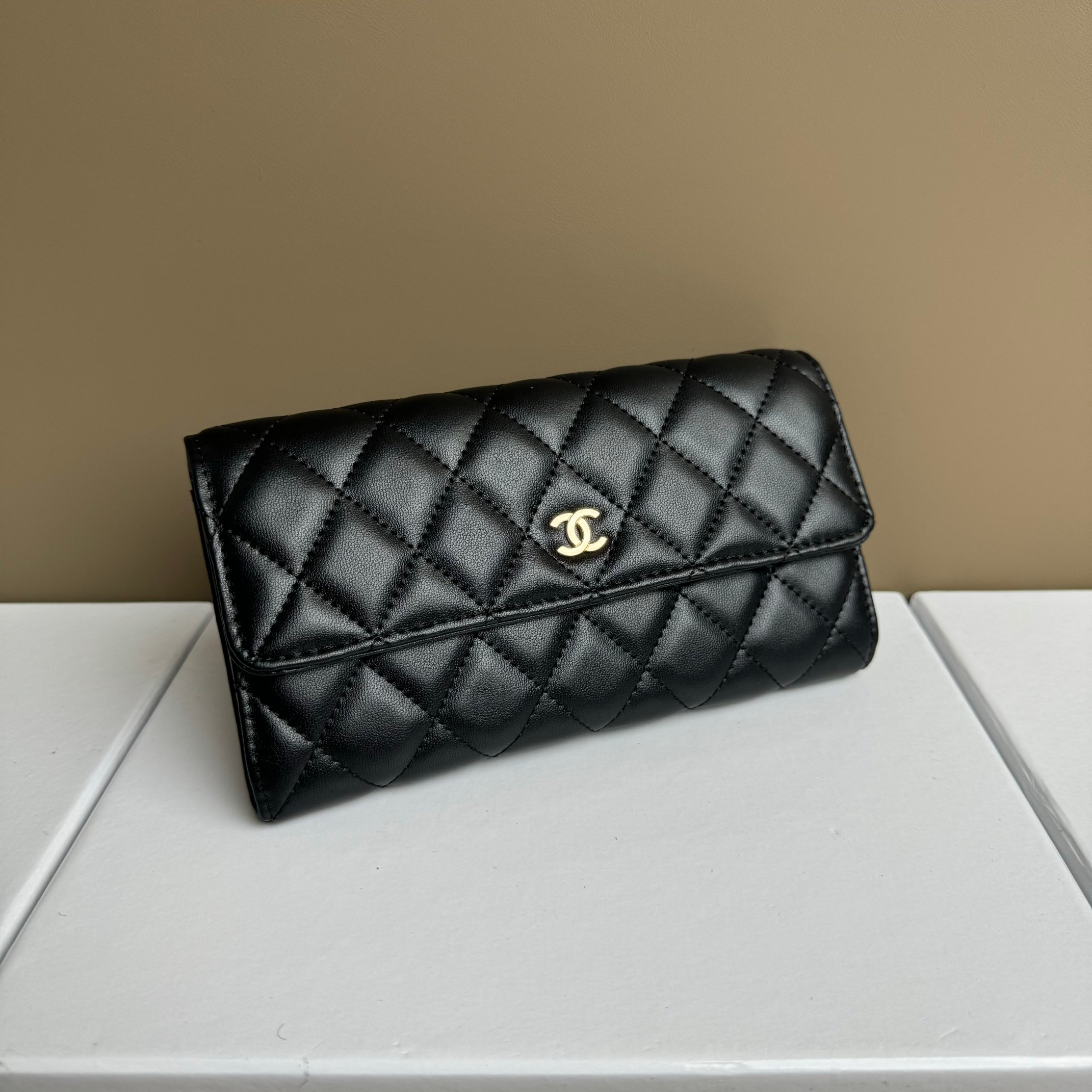 CC Inspired Counterfeit Caviar Leather Wallet-Black Gold Wallet - Gorchic - $59.99