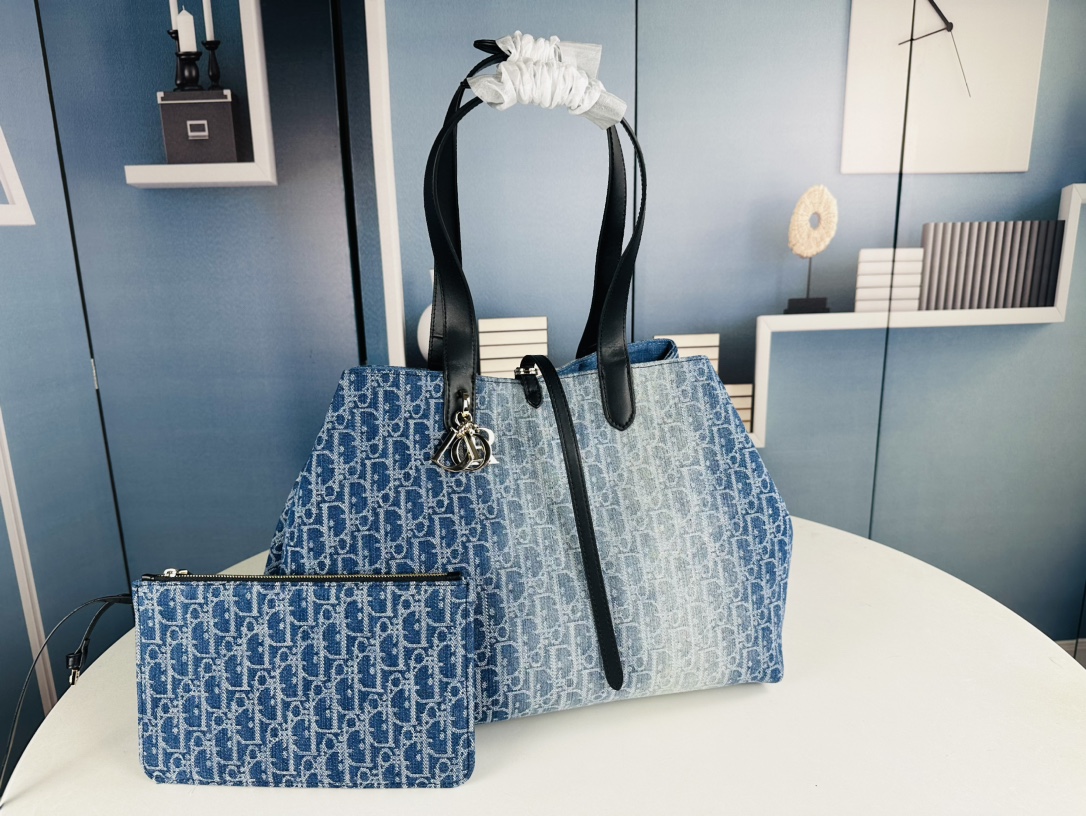 D Inspired Toujours Bag - Blue Denim D Inspired Oblique Jacquard - Gorchic - $136.99