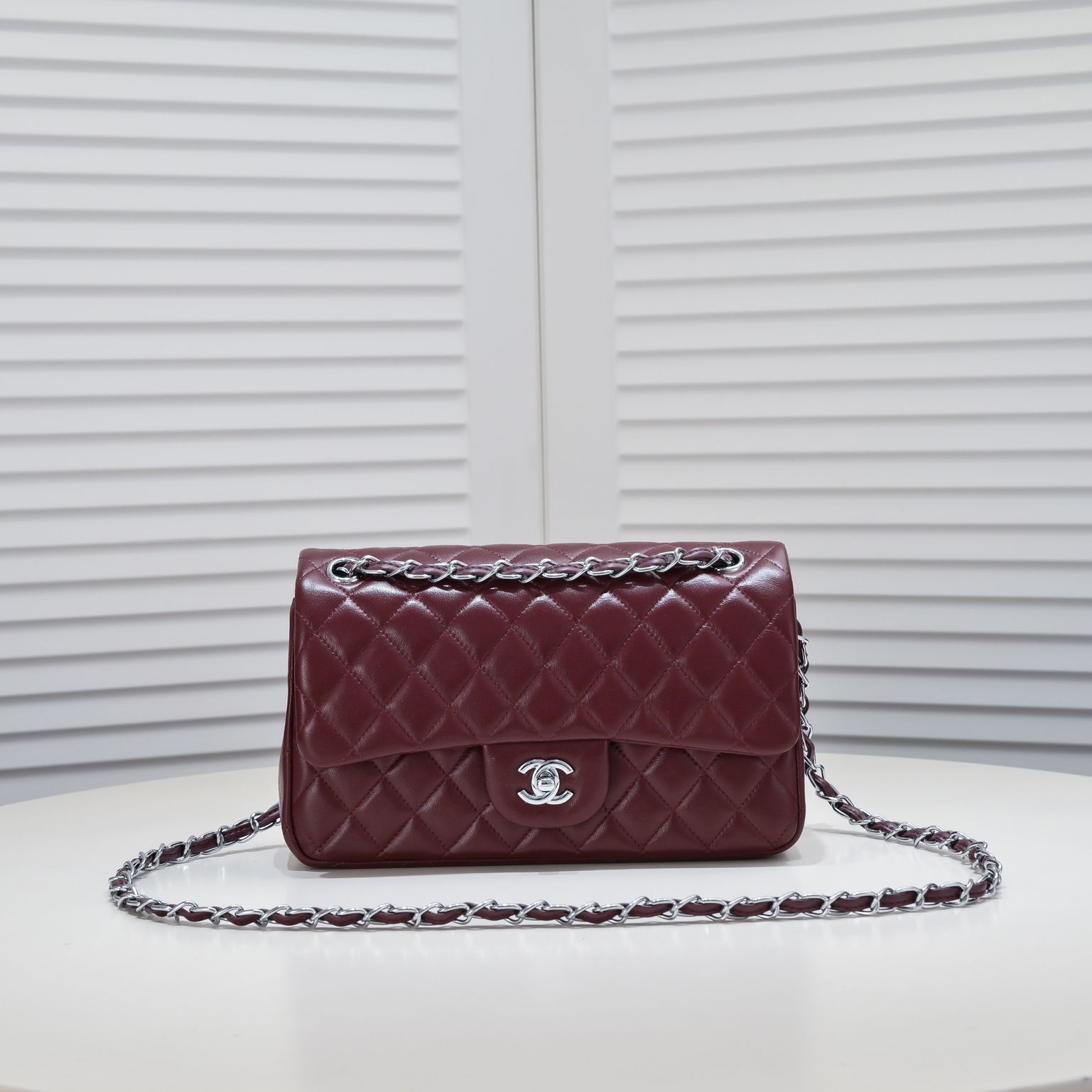 CC Inspired Classic Double Flap Bag Dark Red Sier Hardware - Bag - Gorchic - $122.99