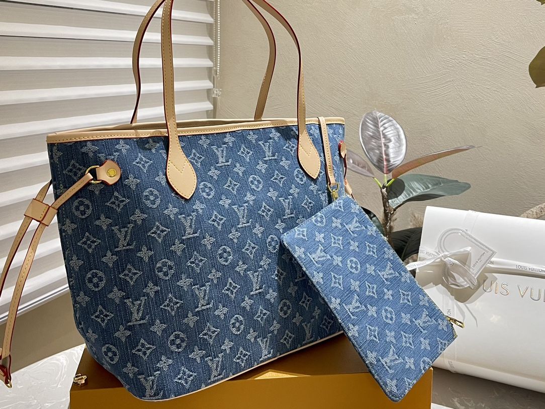Designer Monogram Neverfull PM Classic Bag - Denim Bag - Gorchic - $129.99
