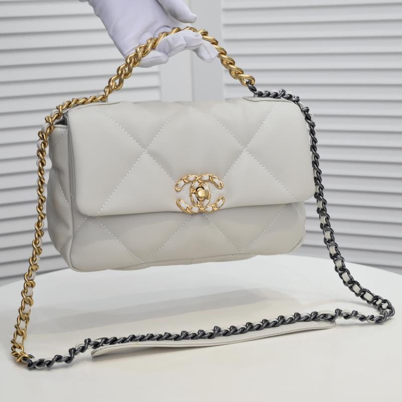 CC Inspired Calfskin Quilted CC Inspired 19 Flap White -Golden - Bag - Gorchic - $132.99