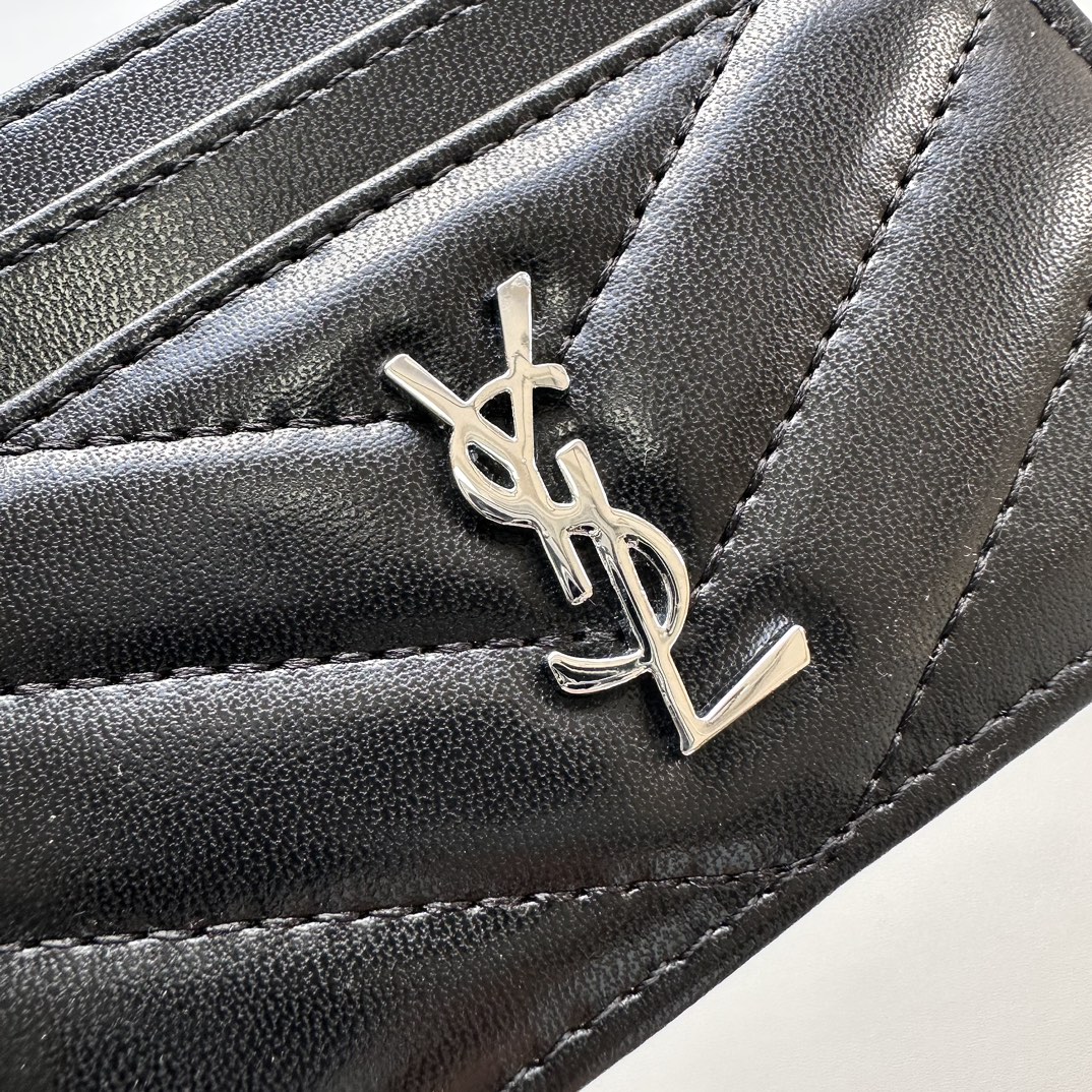 Lady Designer CASSANDRE MATELASSÉ card case in lambskin -Black and Sier Wallet - Gorchic - $35.99