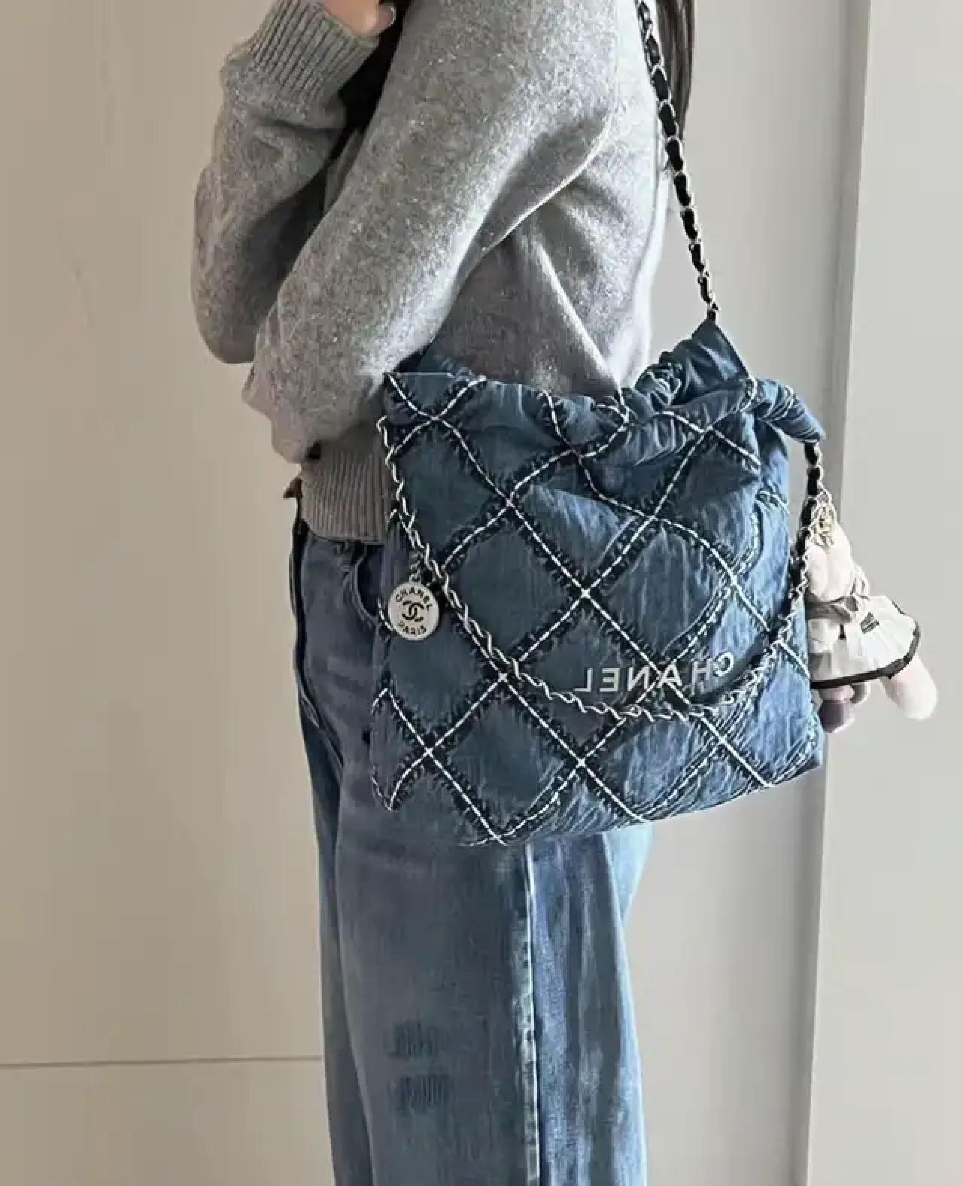 CC Inspired Stitched Denim Quilted CC Inspired 22 Blue - Bag - Gorchic - $129.99