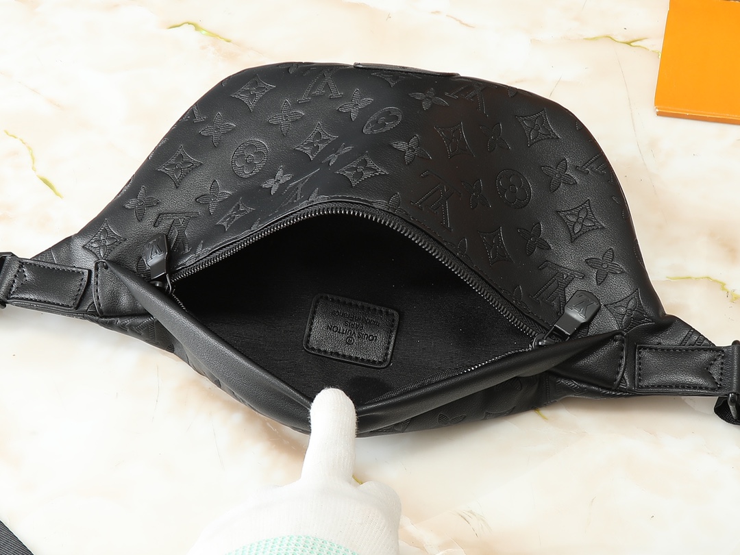 Designer Monogram Discovery Bum Bag - Black Embossed Bag - Gorchic - $123.99