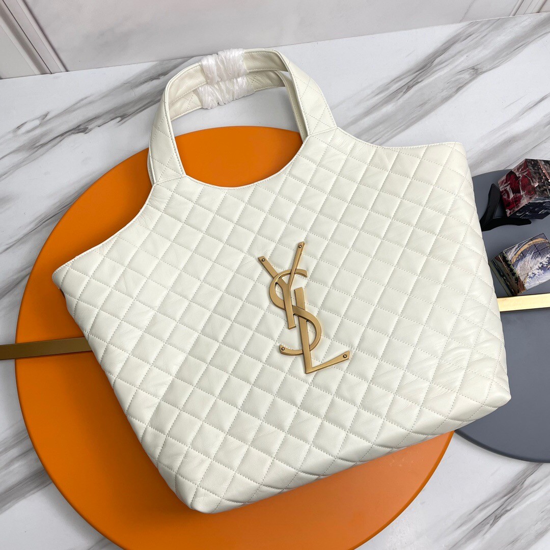Lady Designer ICARE MAXI SHOPPING BAG IN QUILTED Calfskin WHITE - Bag - Gorchic - $135.99