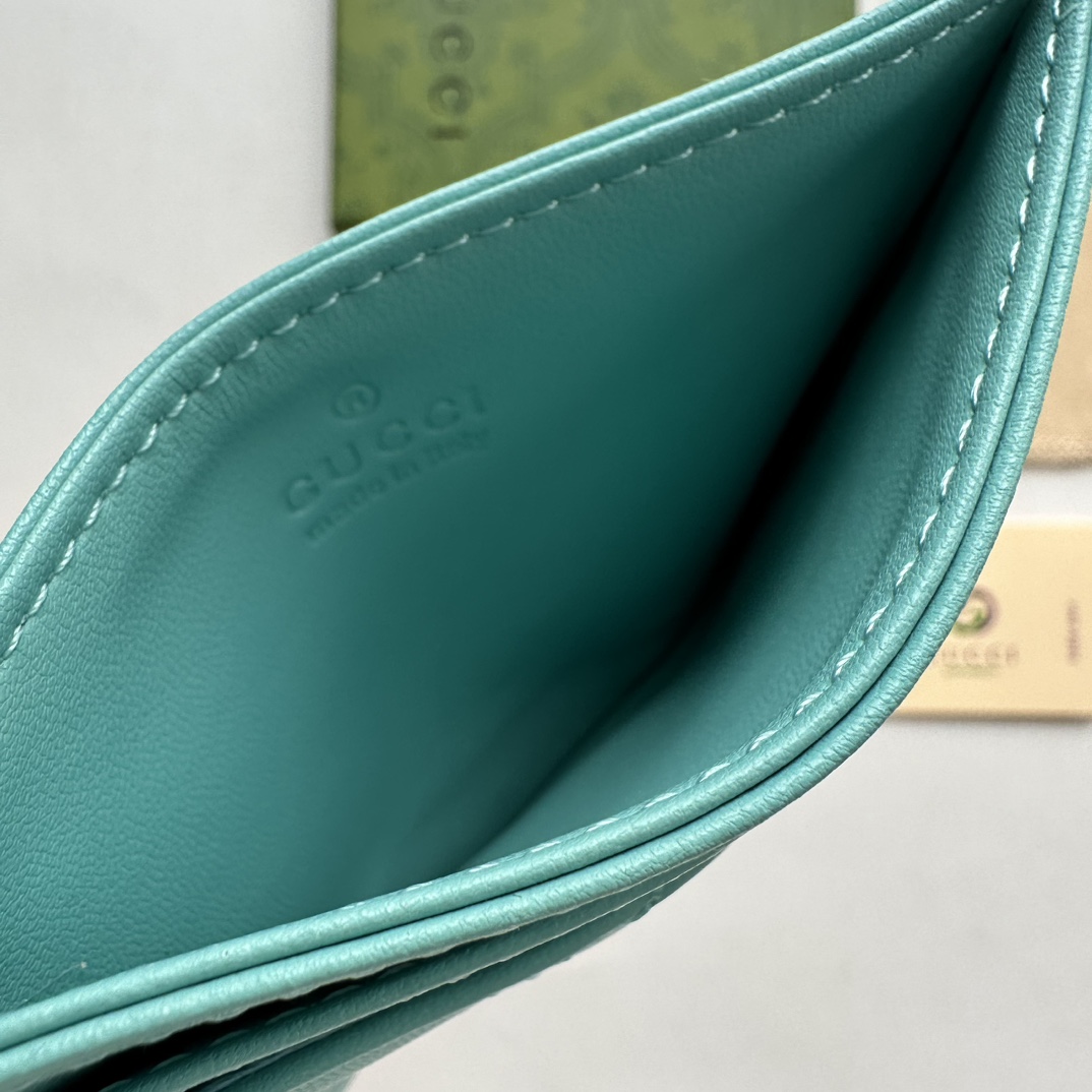 Double-G GG Marmont card case teal leather-wallet - Gorchic - $39.99