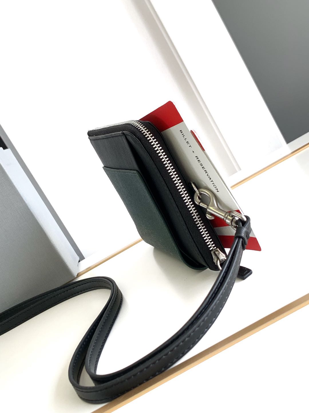 Hourglass iconic Men's Light Green Passport Long Wallet 1 Ticket - Bag - Gorchic - $139.99