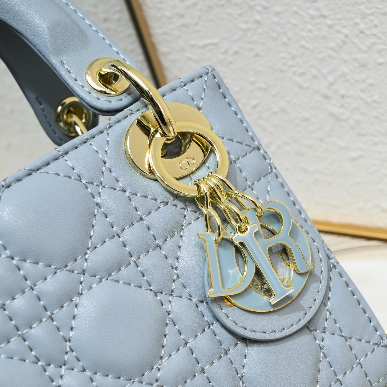 D Inspired Mini Lady D Inspired Bag Light Blue Cannage Calfskin - Bag - Gorchic - $138.99