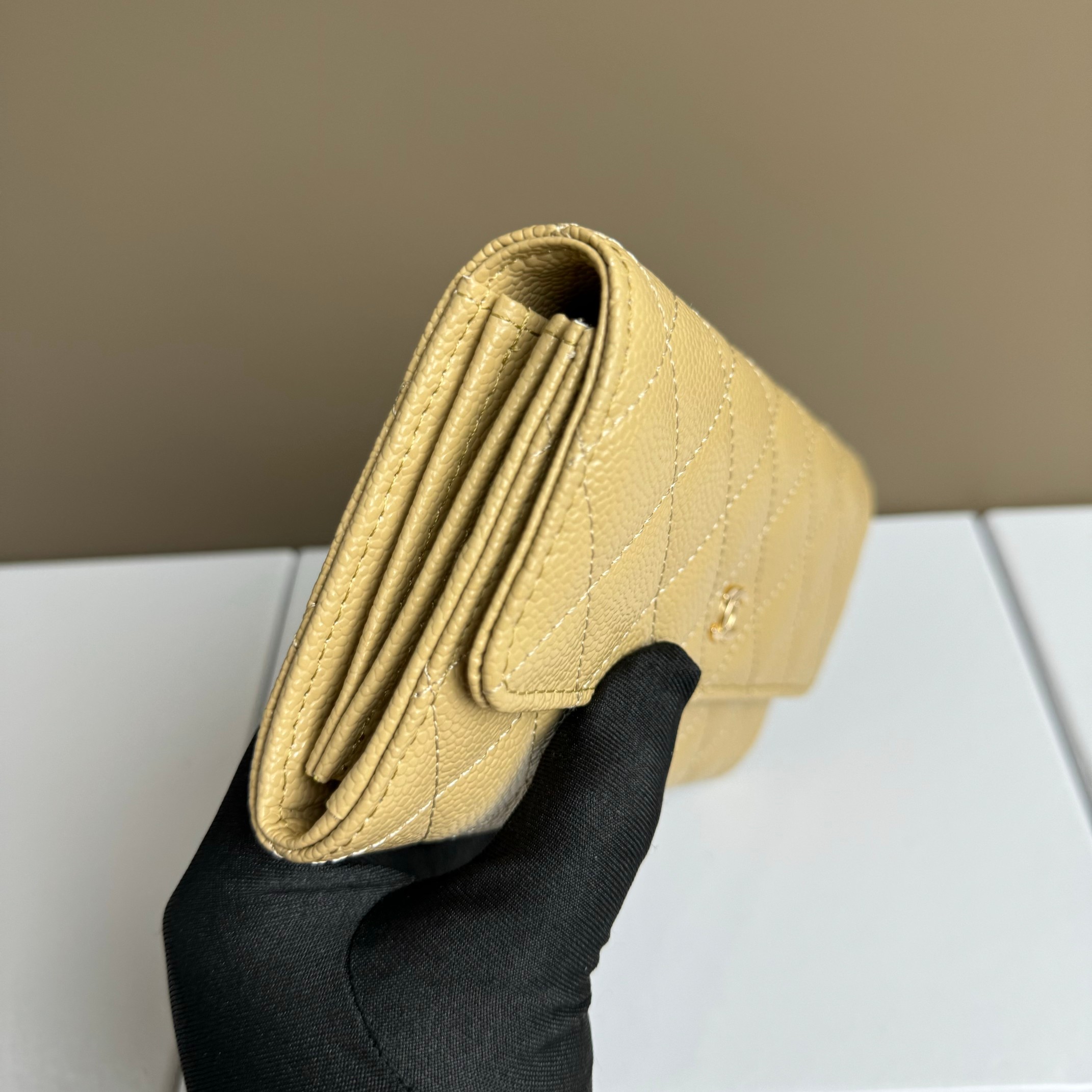 CC Inspired Counterfeit Caviar Leather Wallet-Yellow Wallet - Gorchic - $59.99