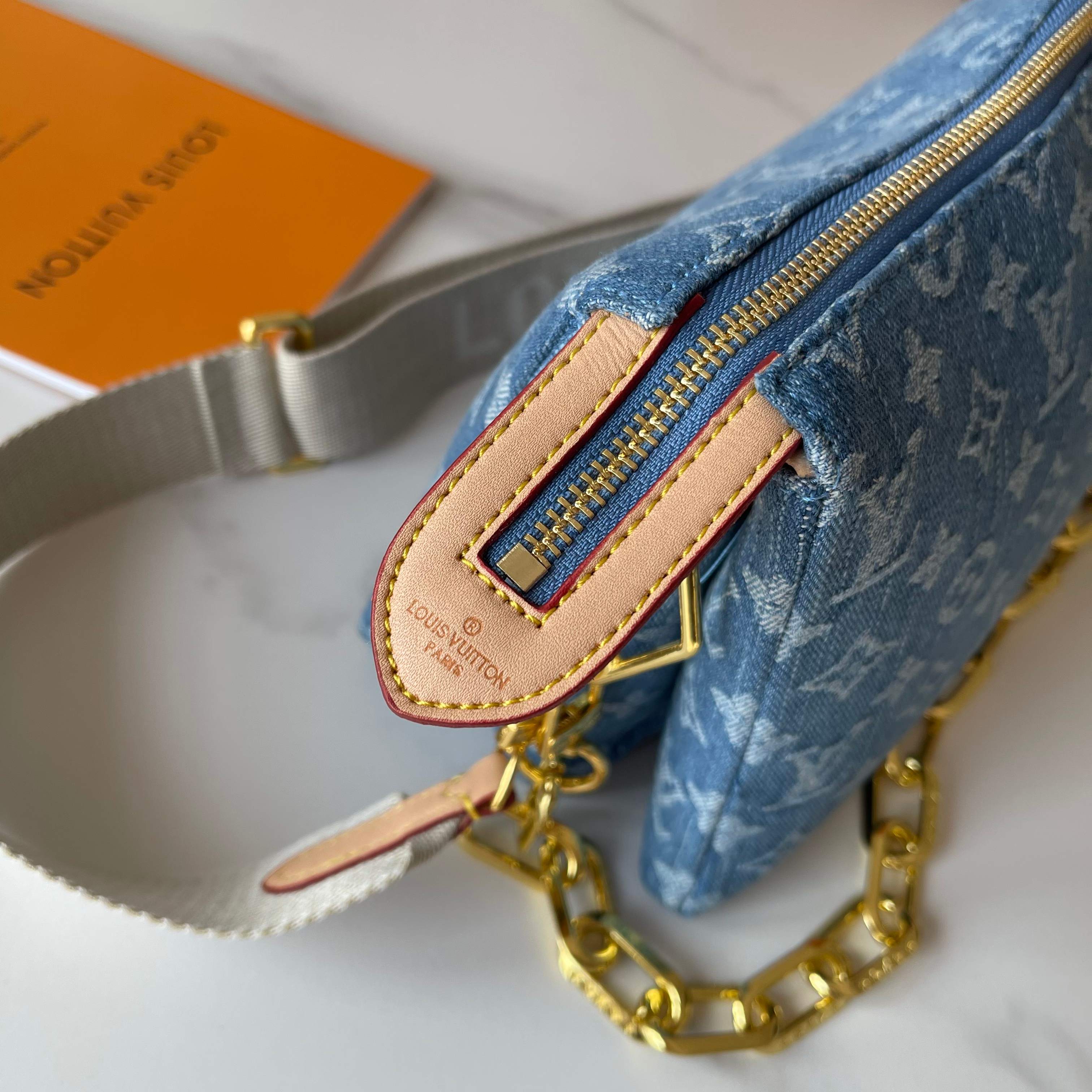 Designer Monogram Coussin Dark Blue Denim Color SmallHandbag - Gorchic - $117.99