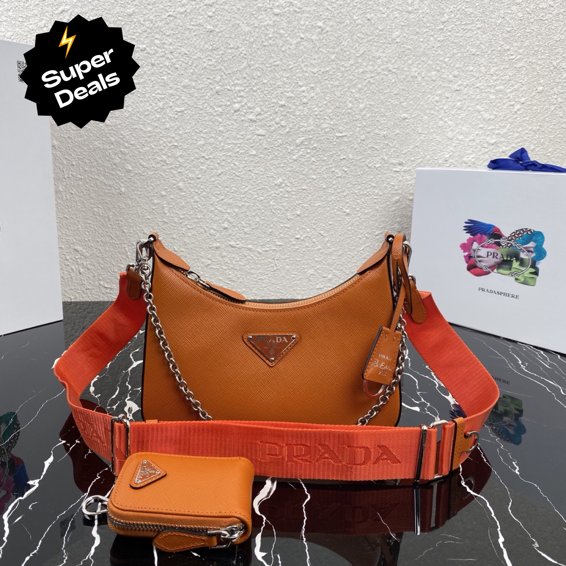 Saffiano texture Re-Edition 2005 Saffiano Leather Bag - Gorchic - $103.99