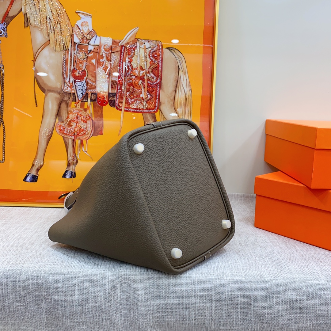 H-Inspired Clemence Picotin Lock Bag Golden Hardware-Dark Grey Bag - Gorchic - $151.99