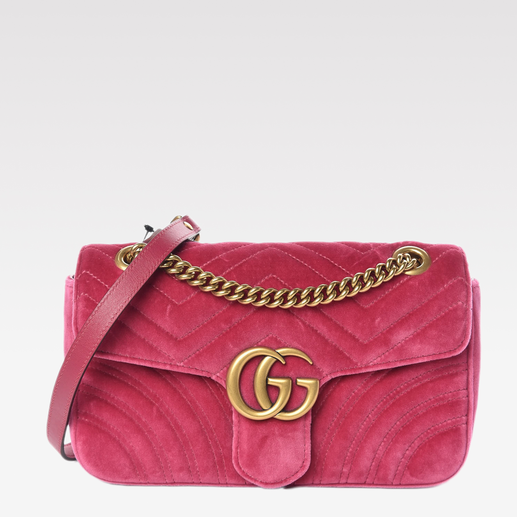 Double-G GG Marmont Veet Collection - Red Cherry Blossom Bag - Gorchic - $131.99