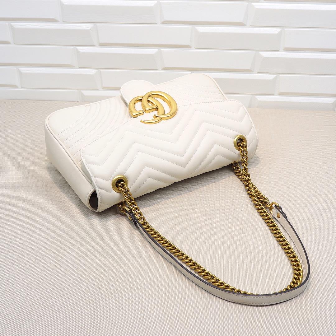 Double-G GG Marmont Small Shoulder Bag in white leather - Bag - Gorchic - $101.99