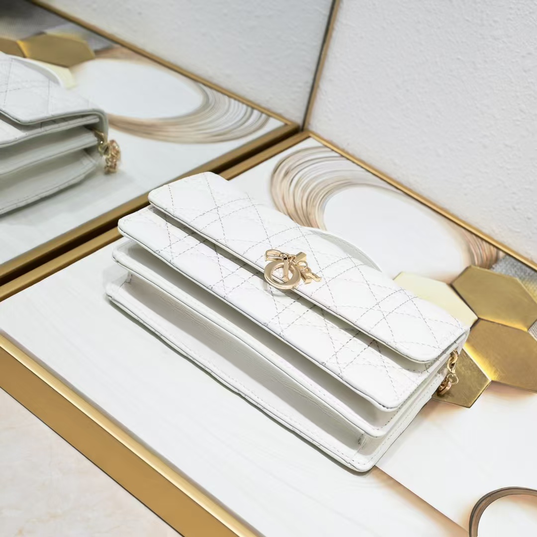 D Inspired Mini Bag Latte Cannage Lambskin - Gorchic - $142.99