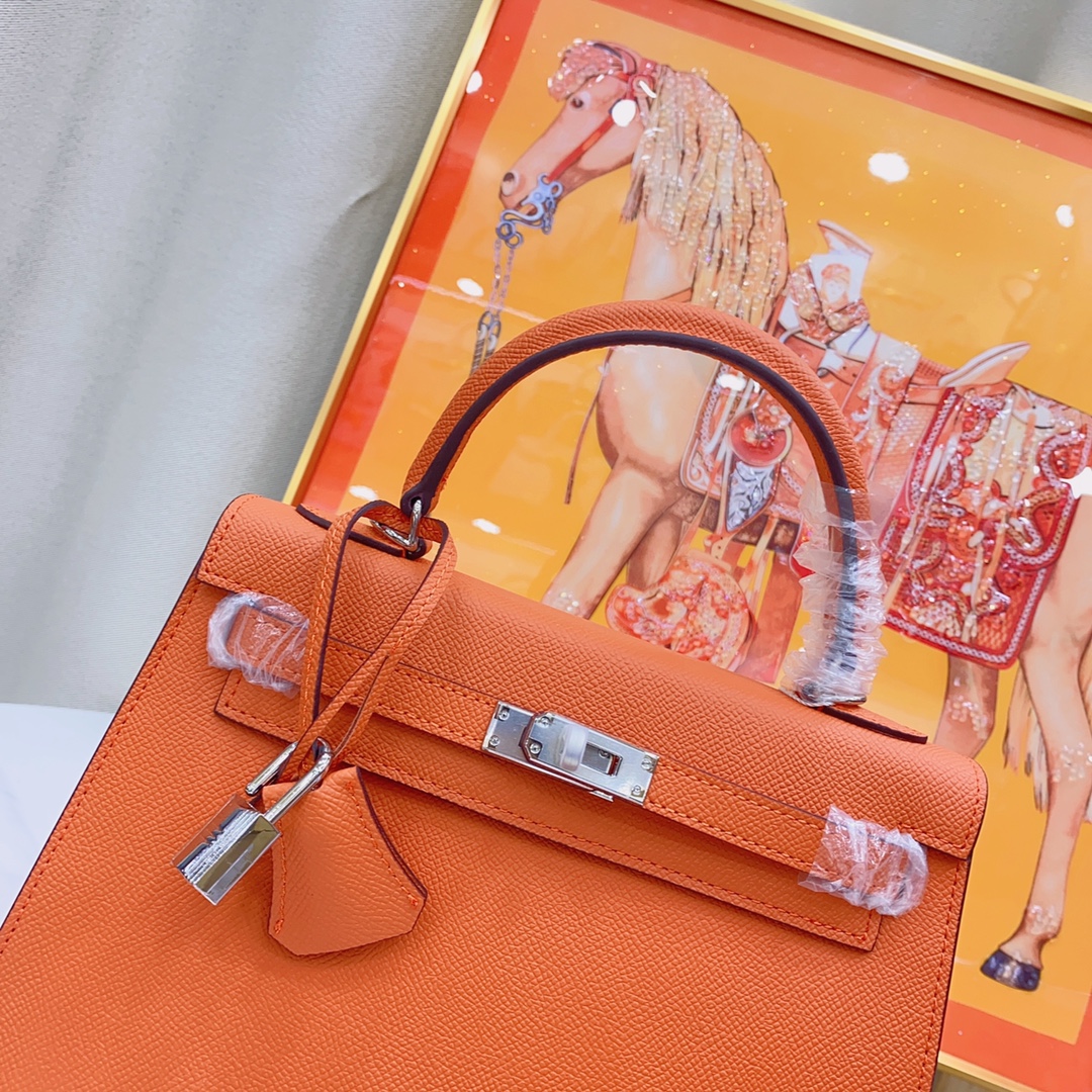 H-Inspired Kelly Haze Orange Silver Hardware - Bag - Gorchic - $156.99