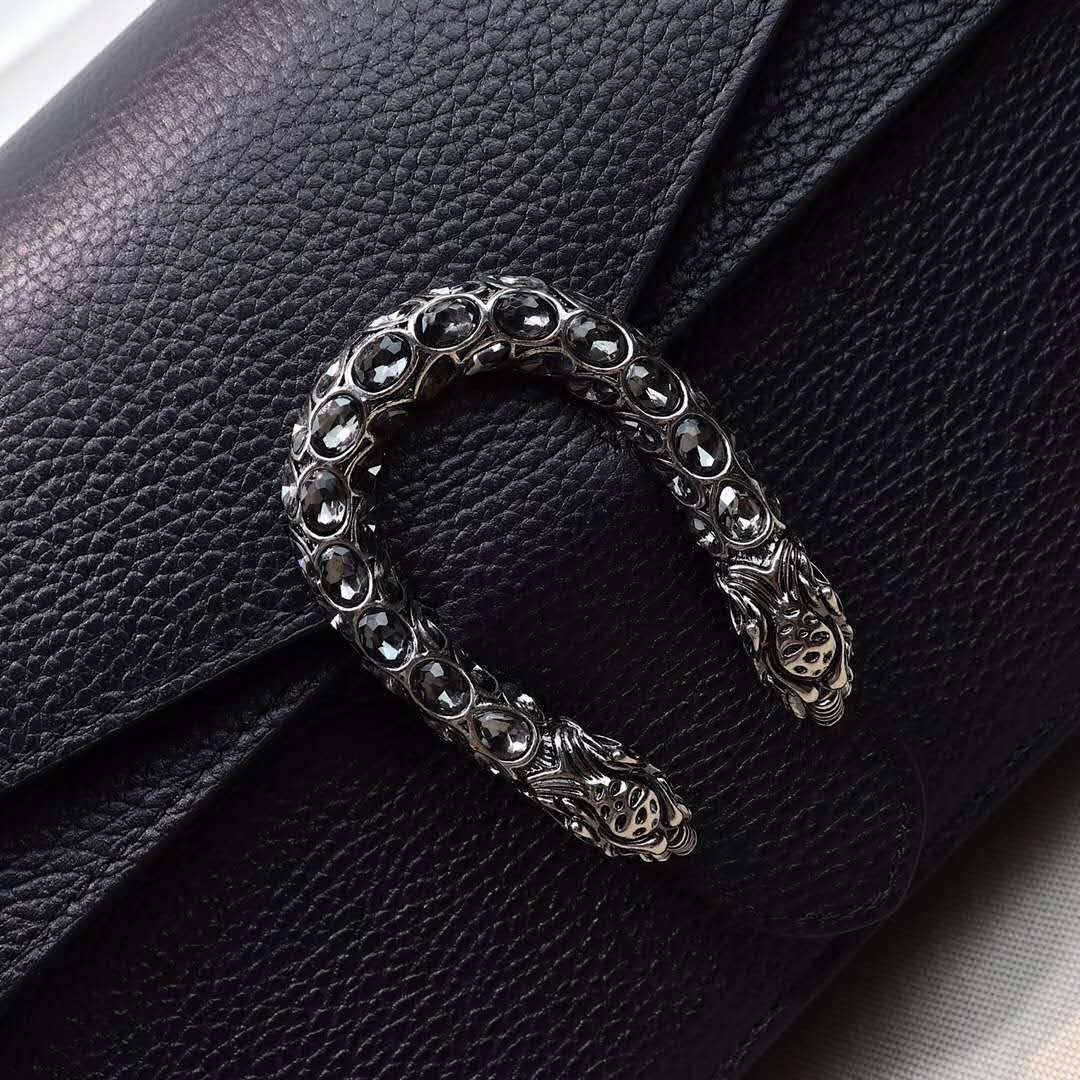 Double-G DIONYSUS Black Leather Shoulder Bag - Gorchic - $106.99