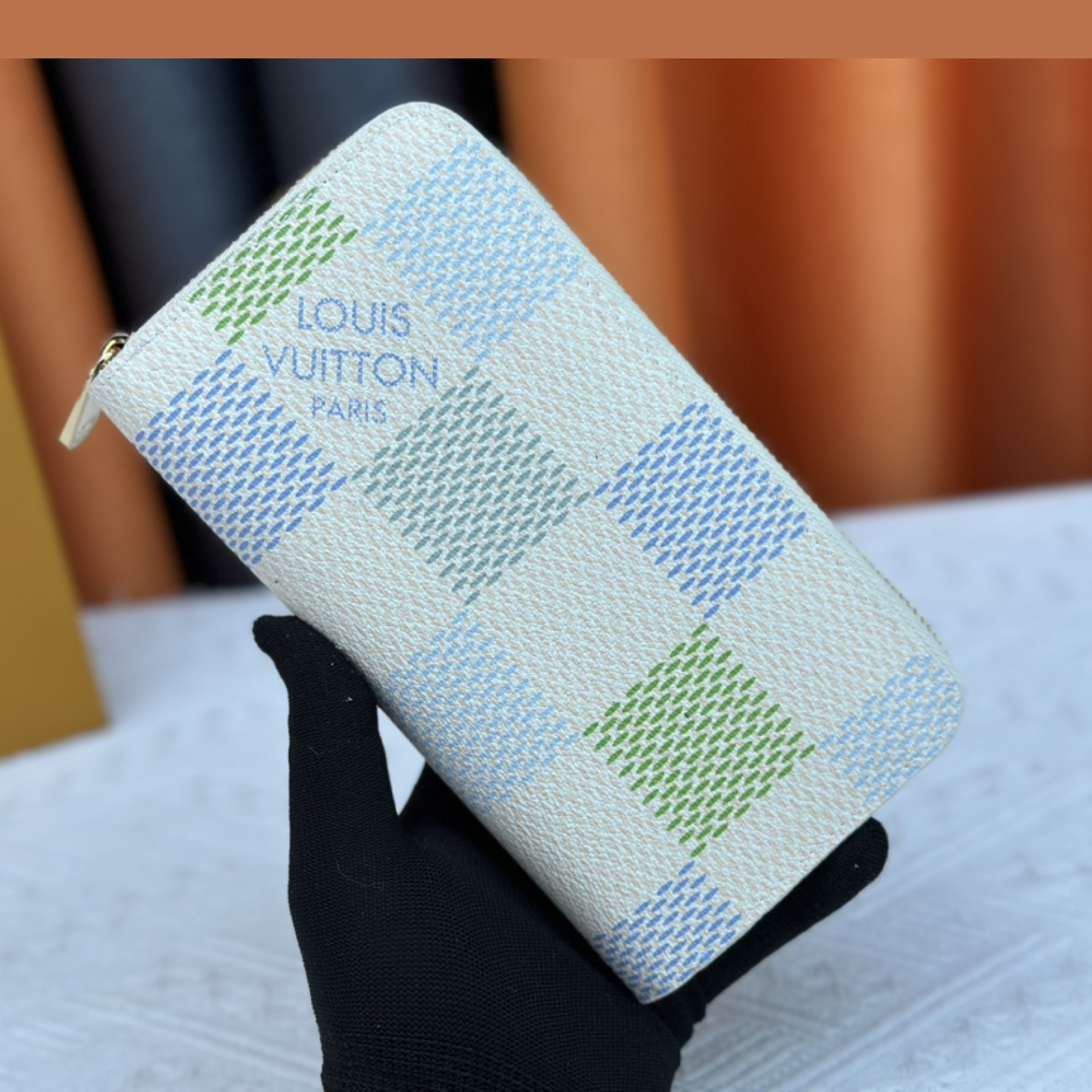 Designer Monogram  Damiericious Zippie Wallet Damier Canvas Wallet-Blue Plaid Wallet - Gorchic - $55.99