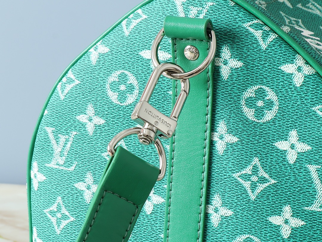 Designer Monogram Keepall Bandoulière 50 Green Distressed Leather- Bag - Gorchic - $165.99