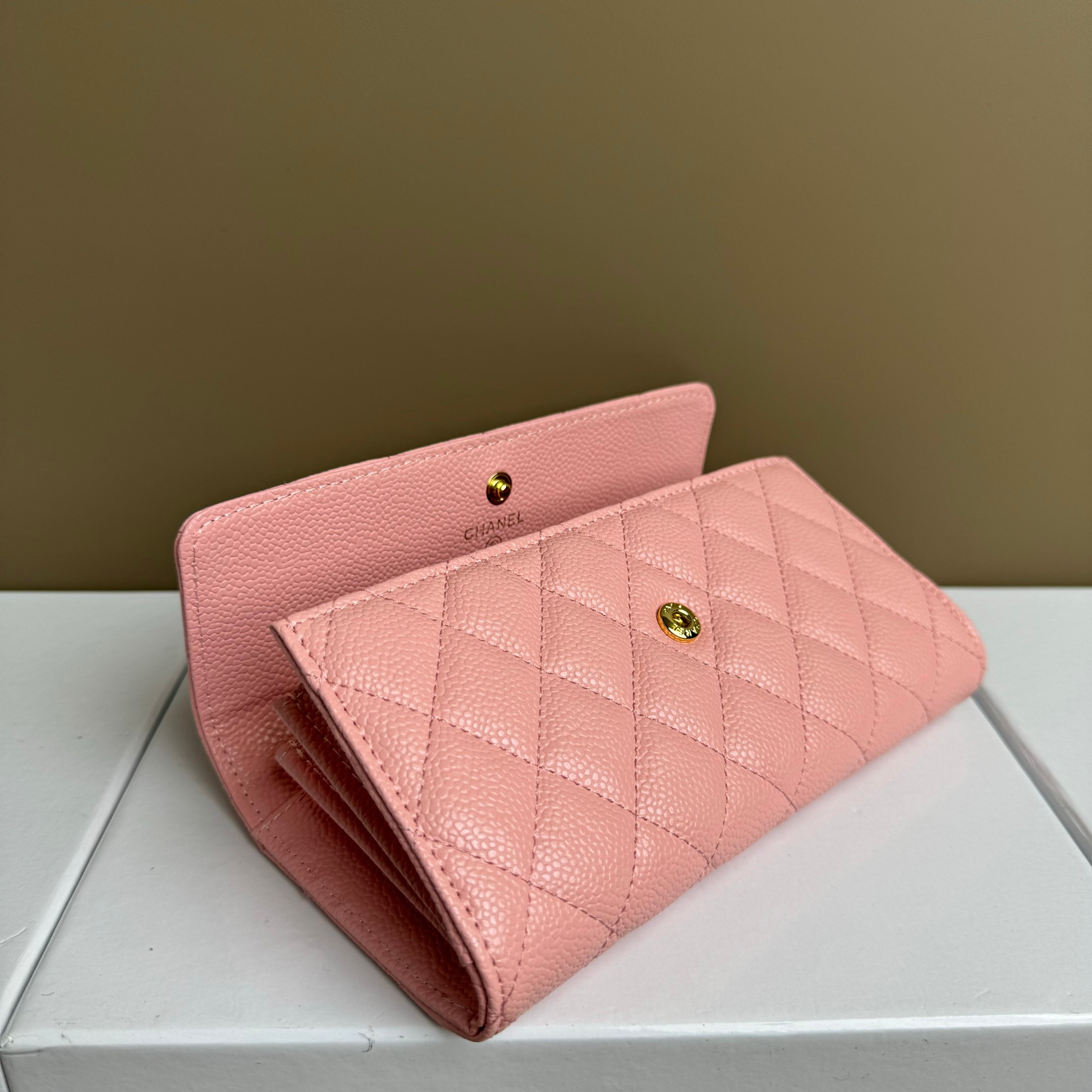 CC Inspired Counterfeit Caviar Leather Wallet-Pink Wallet - Gorchic - $59.99