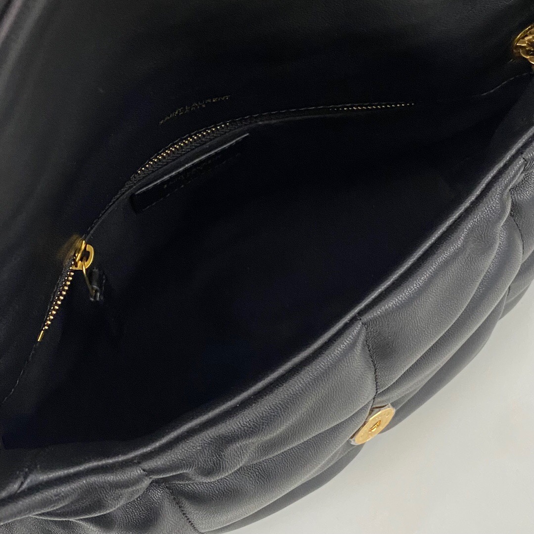 Lady Designer Loulou Puffer Small Quilted Leather Shoulder Bag Black - Bag - Gorchic - $183.99