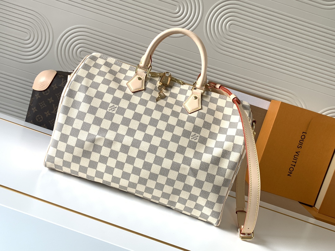 Designer Monogram Speedy Bandoulière 35 Damier Azur Canvas Women Handbag - Bag - Gorchic - $129.99