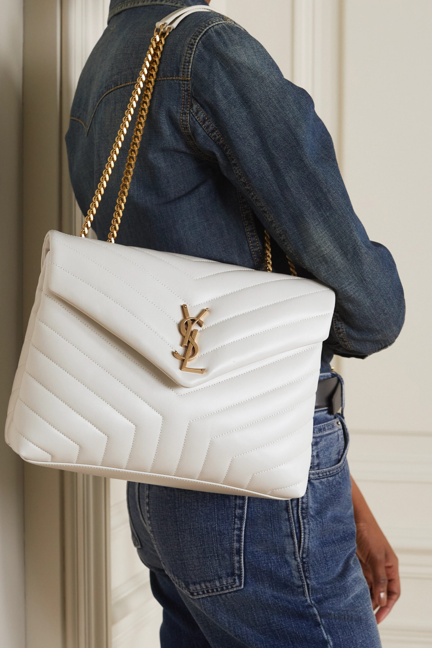 Lady Designer Loulou medium quilted leather shoulder bag white - Bag - Gorchic - $173.99