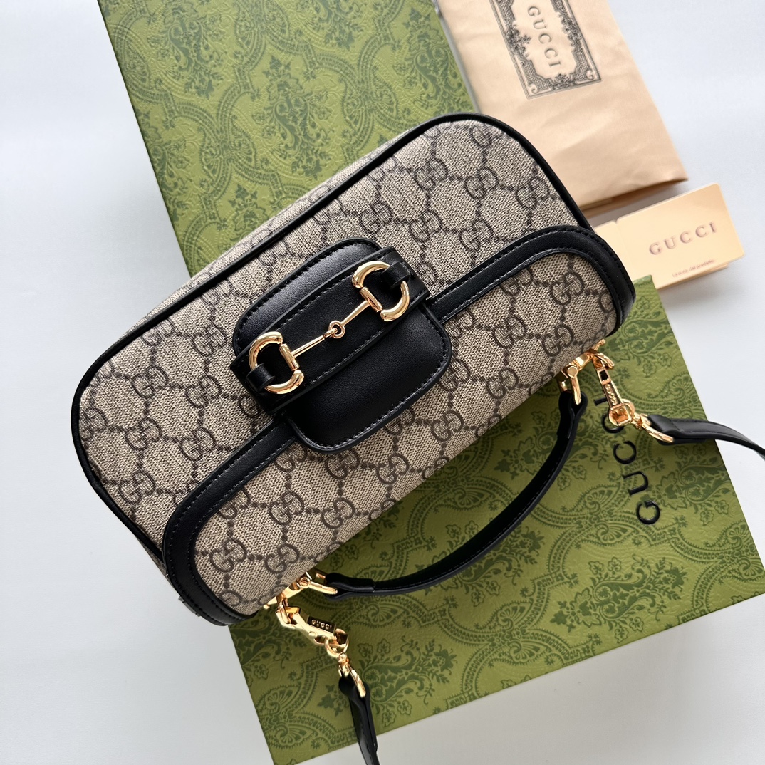 Double-G Horsebit 1955 Small Black Shoulder Bag - Gorchic - $121.99