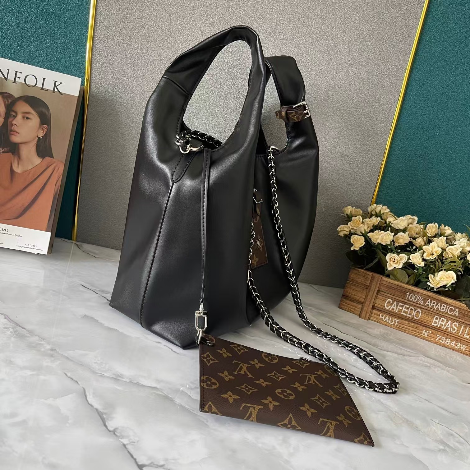 Designer Monogram  Atlantis GM Black Handbag - Gorchic - $154.99