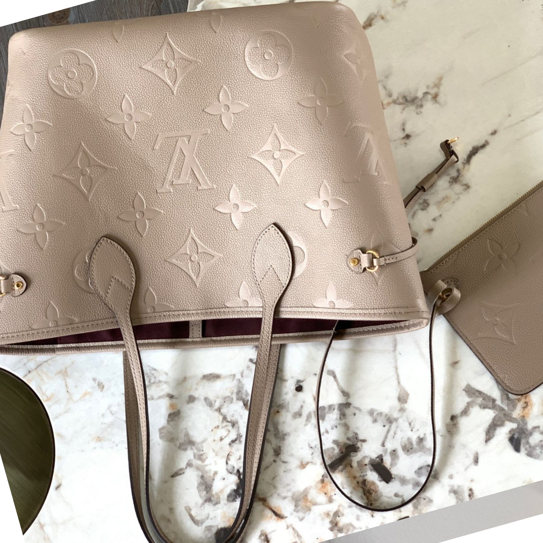 Designer Monogram Neverfull Elephant Gray Embossed Medium Handbag - Gorchic - $118.99