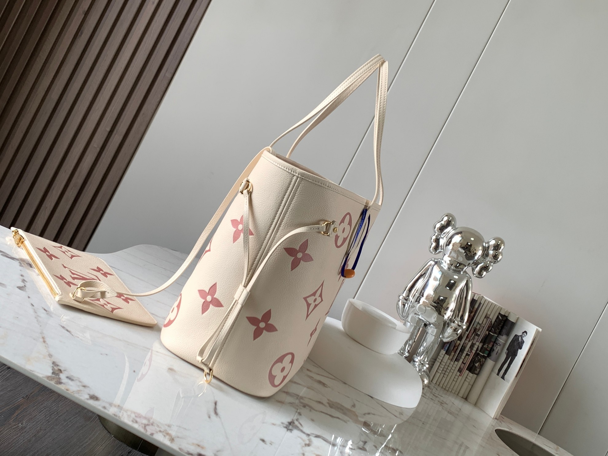 Designer Monogram Neverfull Pink and White Embossed Medium Shopping Bag - Gorchic - $124.99