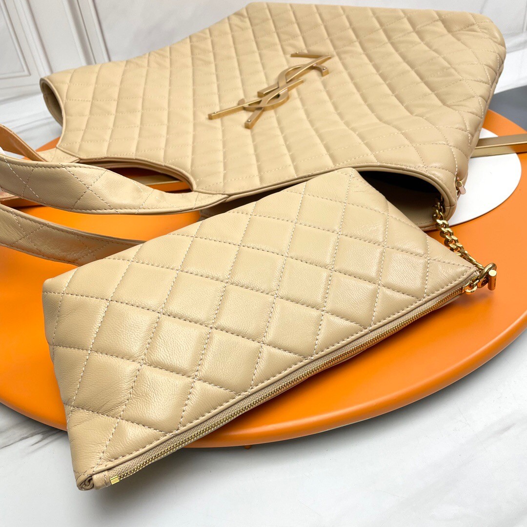 Lady Designer ICARE MAXI SHOPPING BAG IN QUILTED Calfskin APRICOT - Bag - Gorchic - $135.99