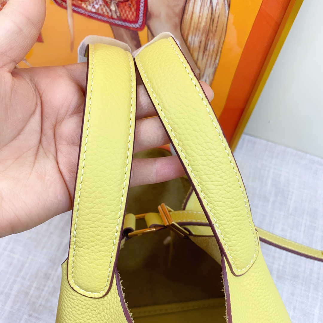 H-Inspired Clemence Picotin Lock Bag Golden Hardware -Yellow Bag - Gorchic - $151.99