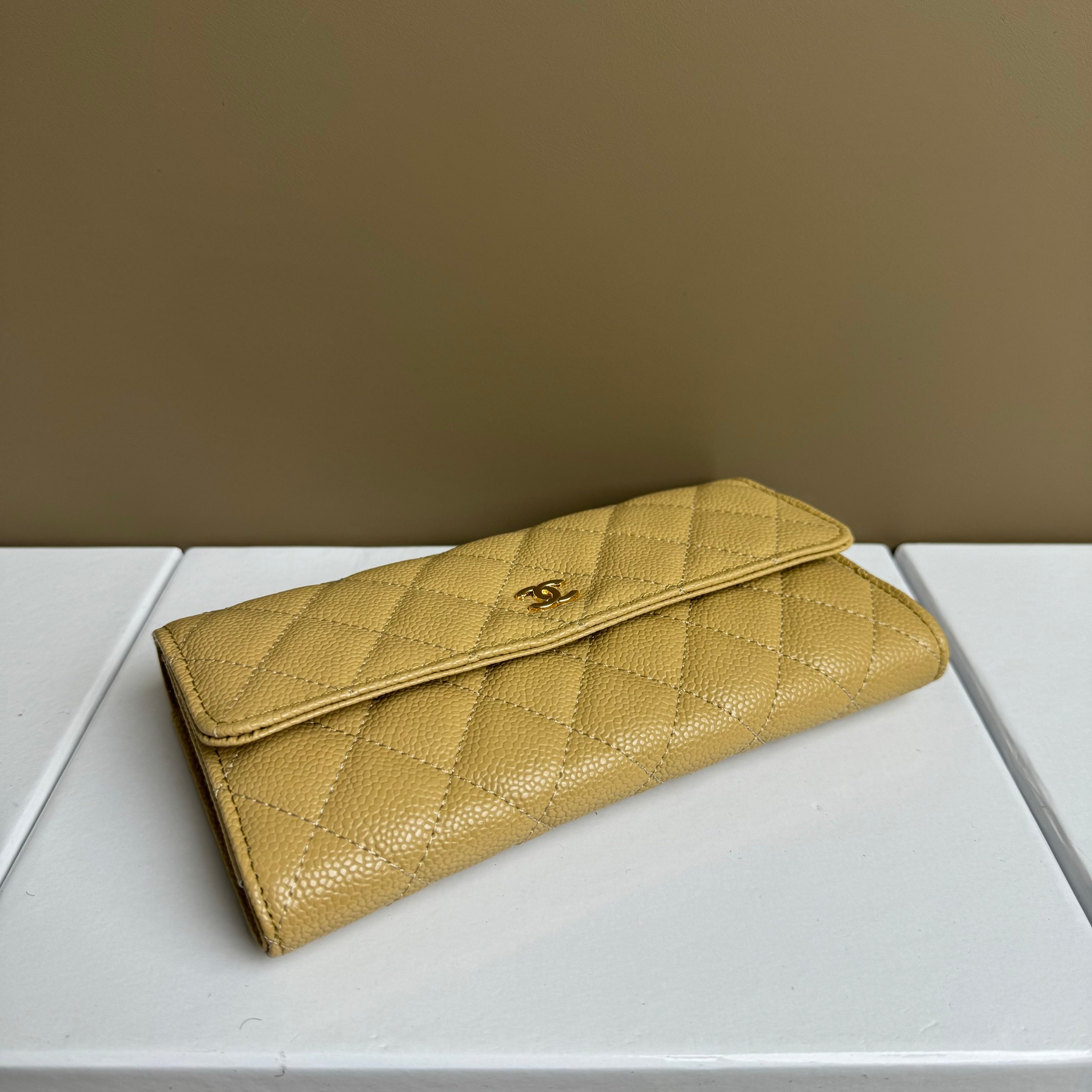 CC Inspired Counterfeit Caviar Leather Wallet-Yellow Wallet - Gorchic - $59.99