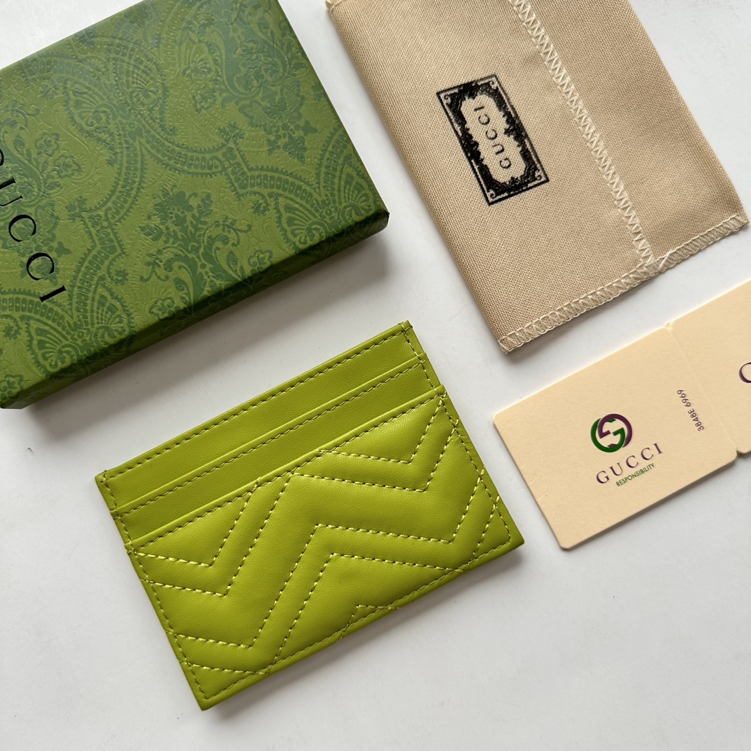 Double-G GG Marmont card case green leather-wallet - Gorchic - $39.99