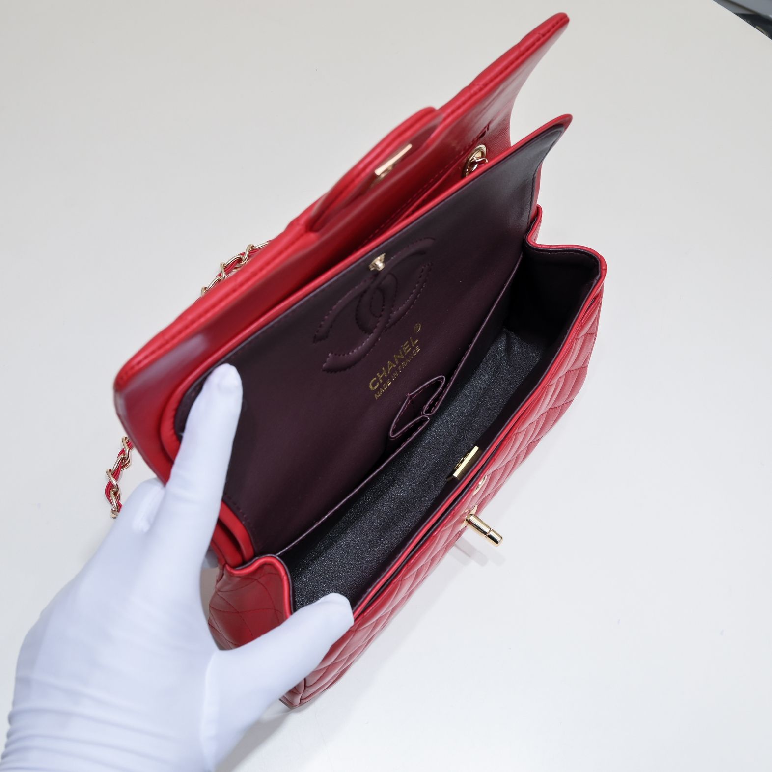 CC Inspired Classic Double Flap Bag Red Golden Hardware - Bag - Gorchic - $122.99