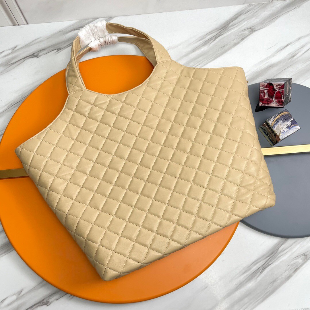 Lady Designer ICARE MAXI SHOPPING BAG IN QUILTED Calfskin APRICOT - Bag - Gorchic - $135.99