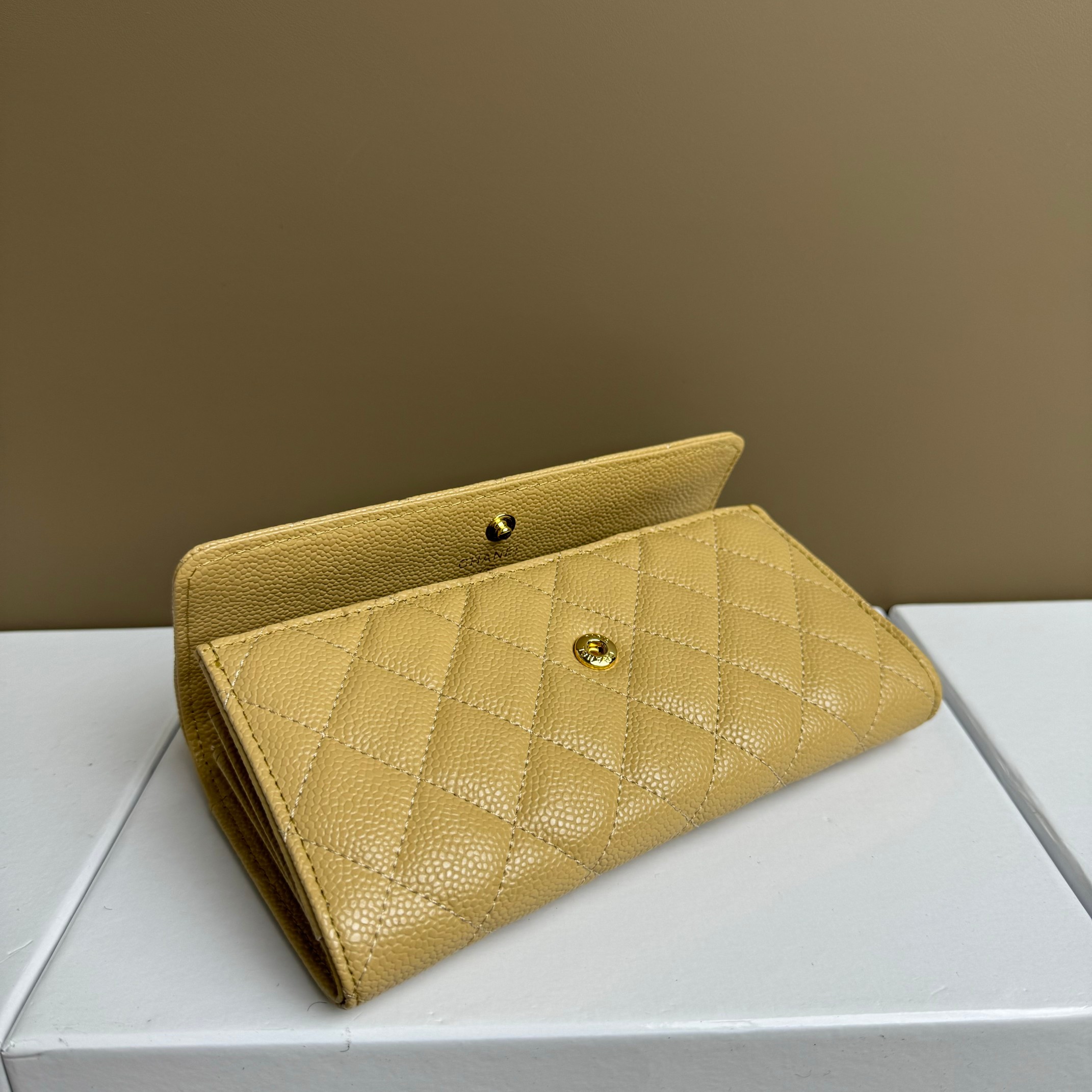 CC Inspired Counterfeit Caviar Leather Wallet-Yellow Wallet - Gorchic - $59.99