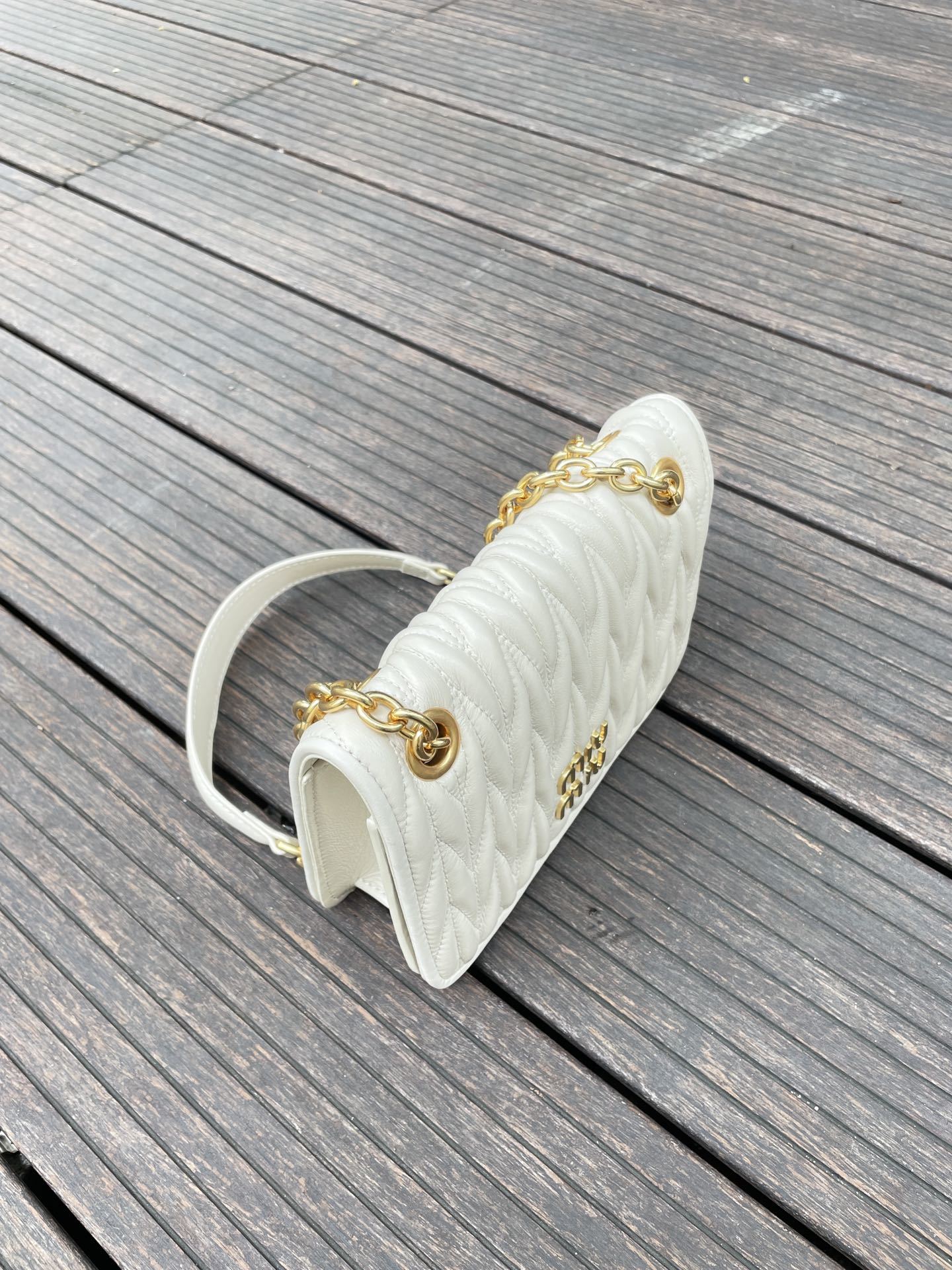 MU Matelassé nappa leather mini bag White - Bag - Gorchic - $117.99