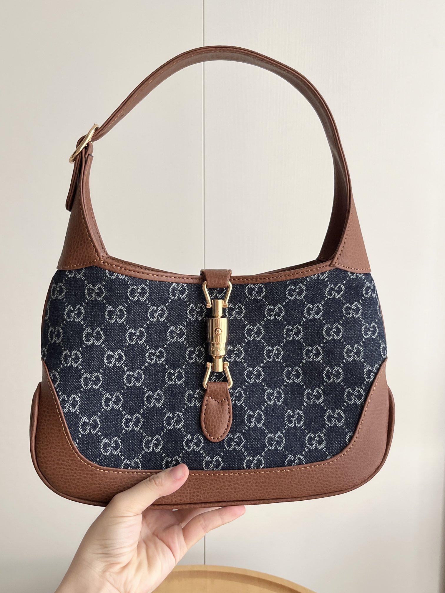 Double-G Jackie 1961 Small Shoulder Bag GG Denim Blue/Ivory - Bag - Gorchic - $124.99