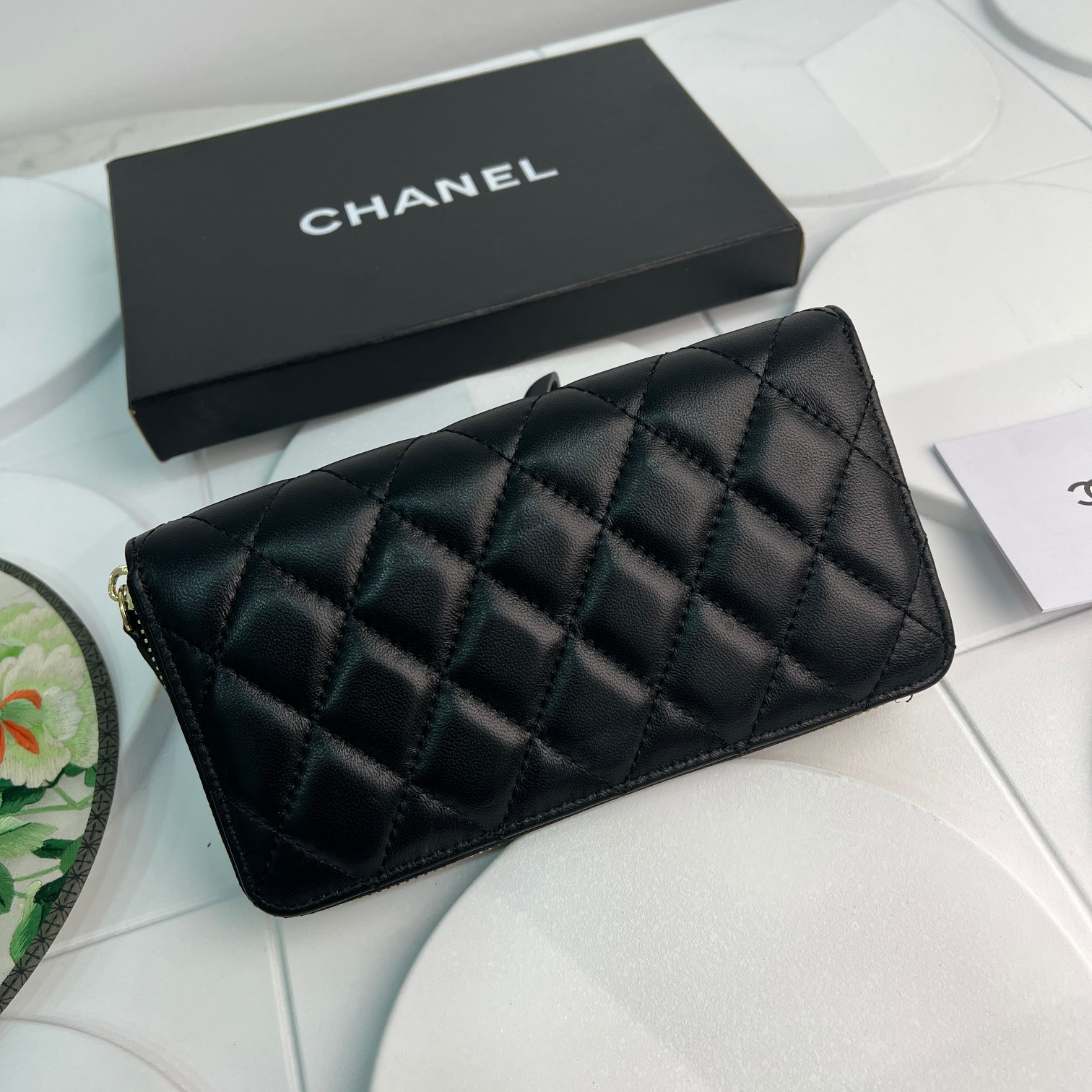 CC Inspired Boy Zip Around Wallet Quilted Caviar Long-Plain Gold Wallet - Gorchic - $52.99