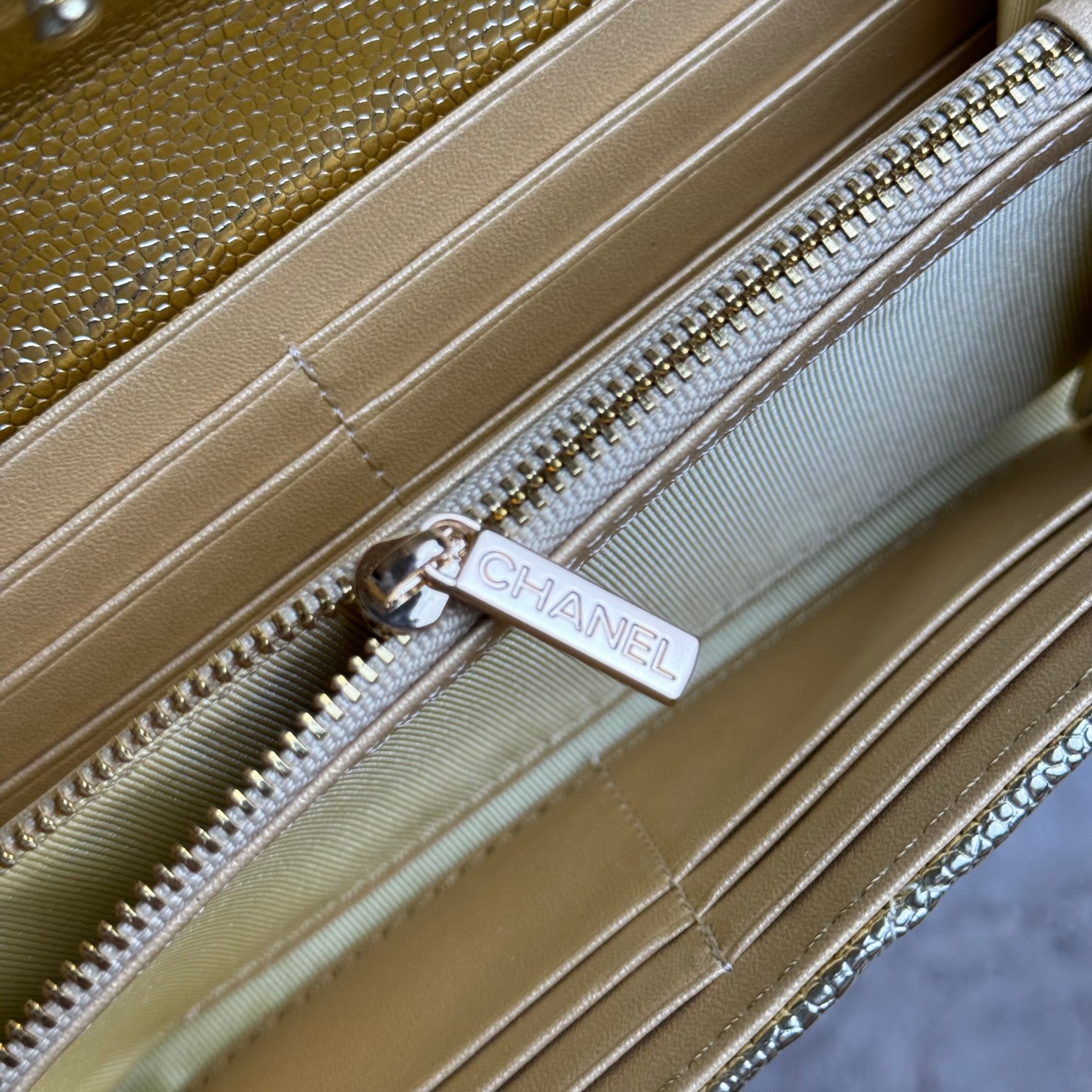 CC Inspired Counterfeit Caviar Leather Wallet-Golden Fish Seed Pattern Wallet - Gorchic - $59.99