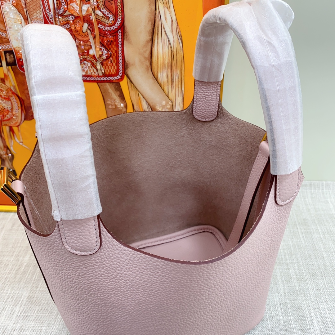 H-Inspired Clemence Picotin Lock Bag Golden Hardware-Light Pink Bag - Gorchic - $151.99