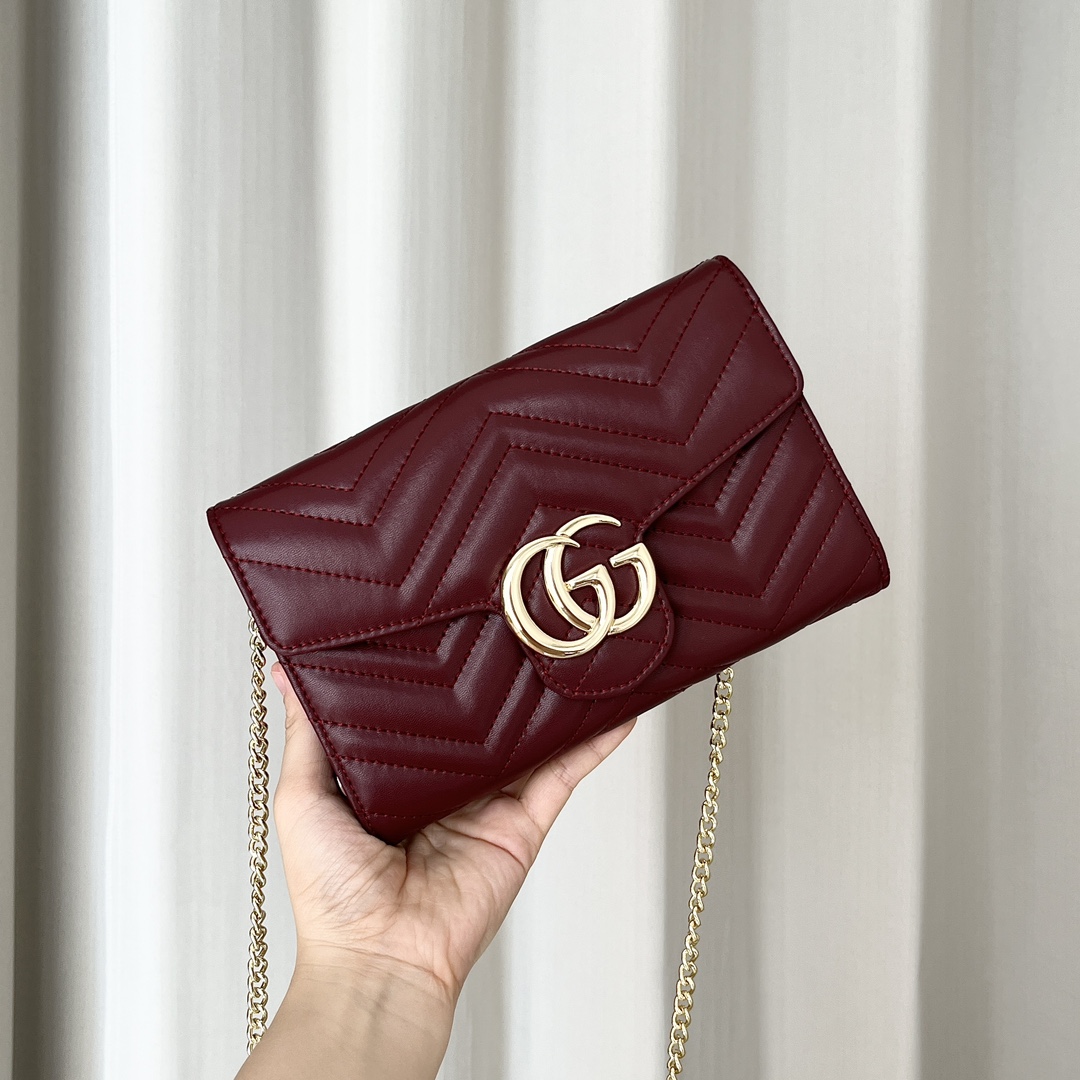 Double-G Marmont Chain Wallet - Red Wallet - Gorchic - $123.99