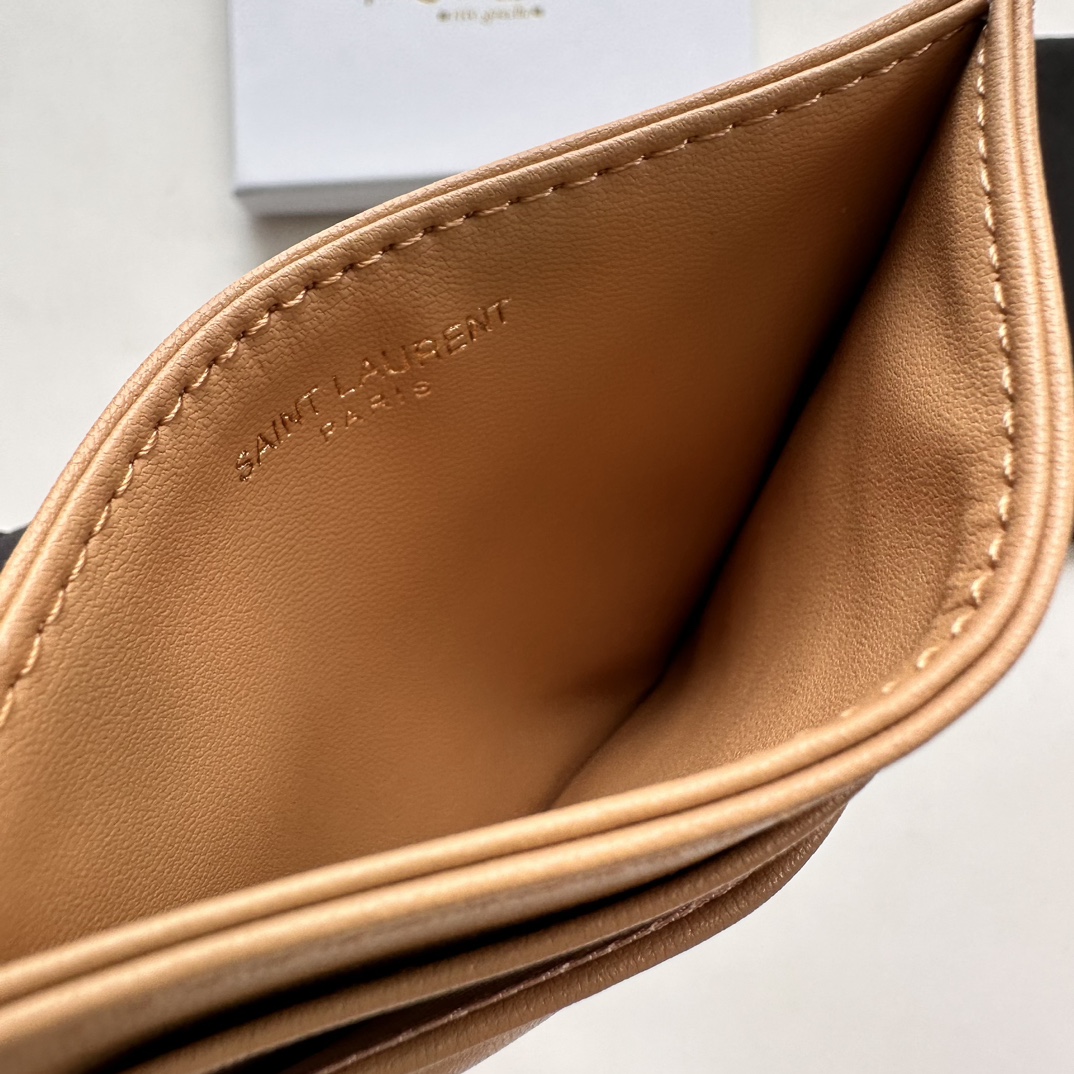 Lady Designer CASSANDRE MATELASSÉ card case in lambskin -Apricot Wallet - Gorchic - $35.99