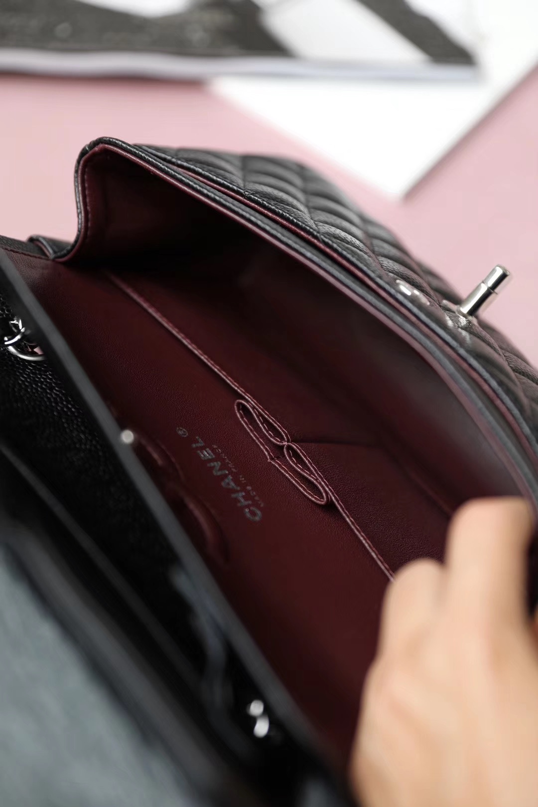 CC Inspired Classic Flag Bag Jumbo Classic Double Flap Bag Black Caviar Sliver Hardware - Bag - Gorchic - $125.99