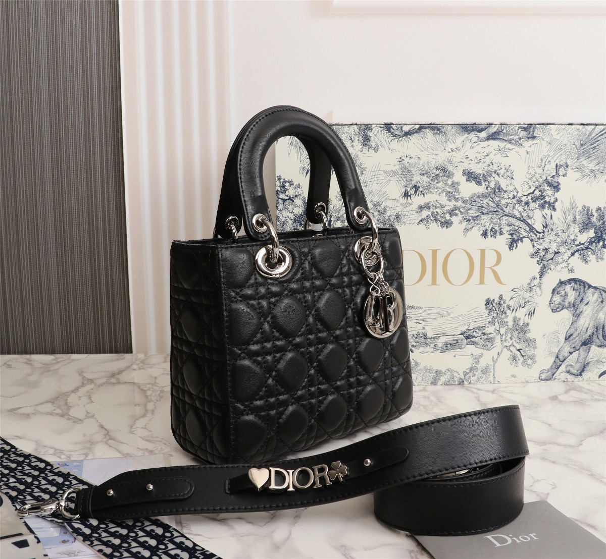 D Inspired Small Lady D Inspired Bag Black Cannage Calfskin Sier Hardware - Bag - Gorchic - $144.99
