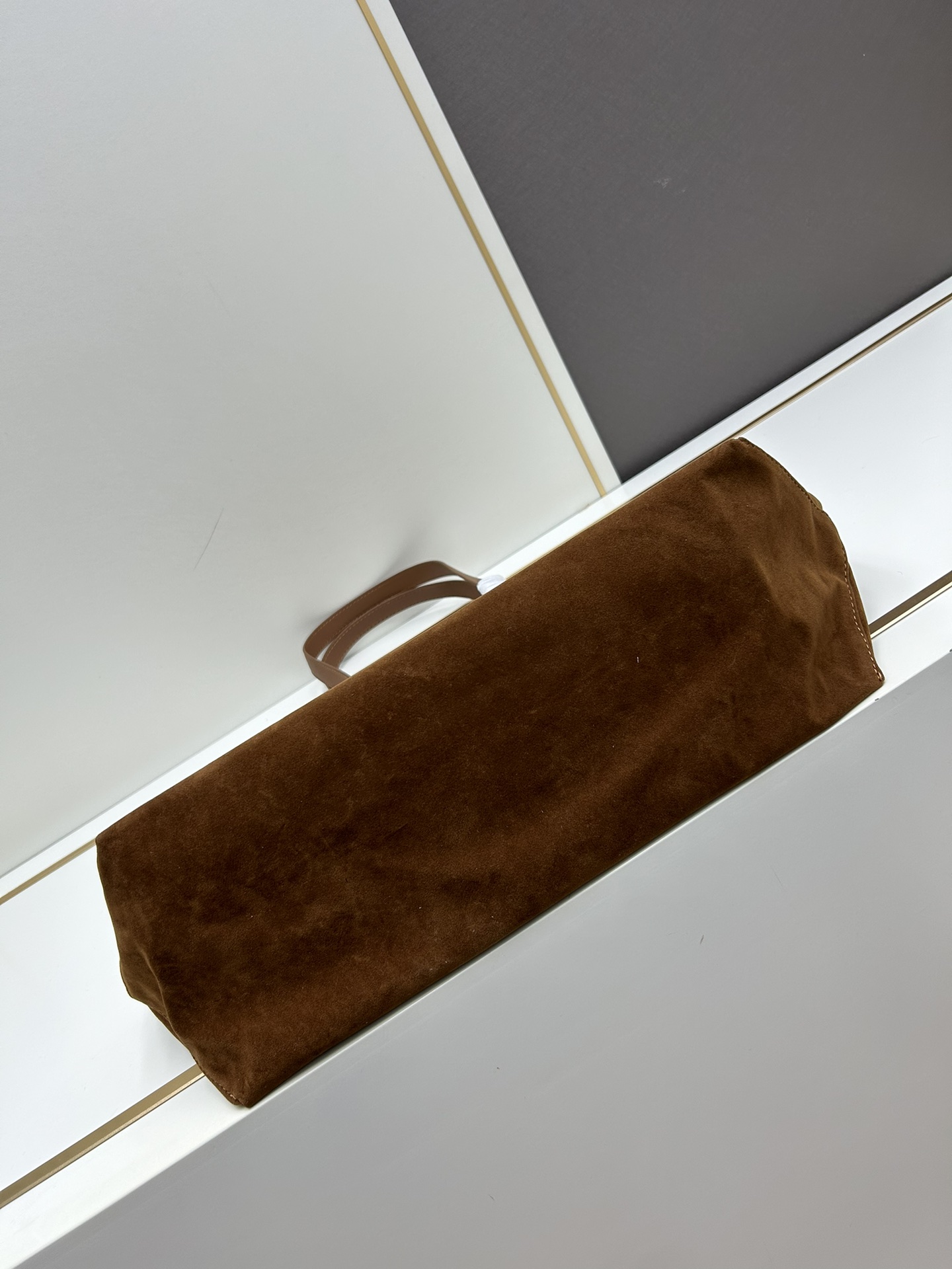 Saffiano texture Suede Large Brown Tote - Gorchic - $146.99