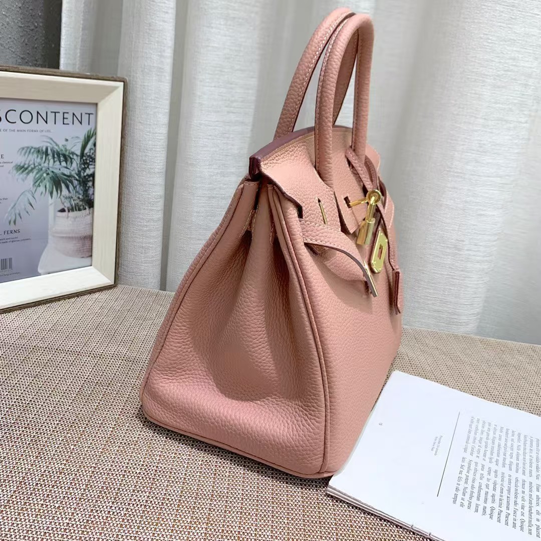 H-Inspired Birkin handbag in Rose Sakura Swift leather with Gold hardware - Gorchic - $166.99