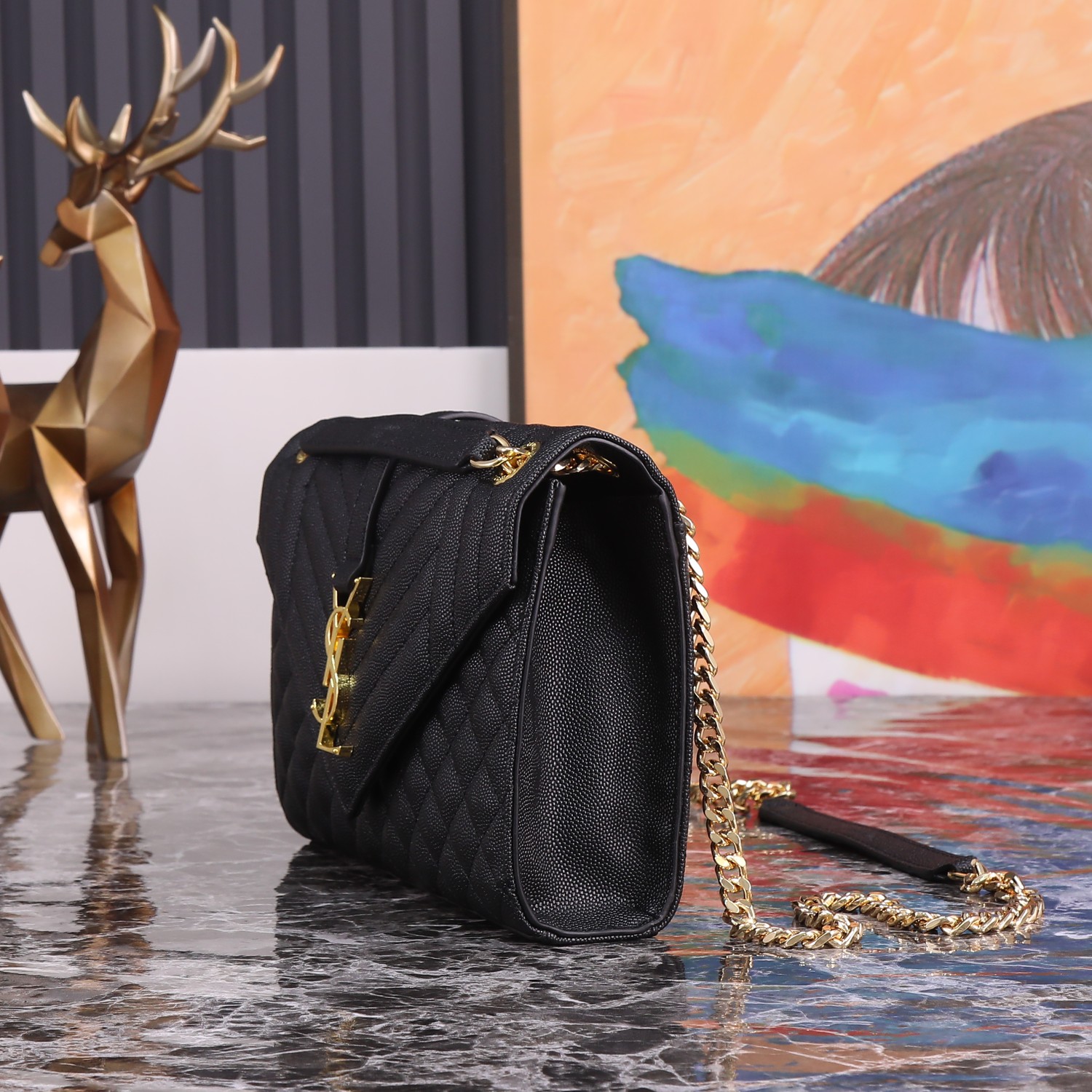 Lady Designer Envelope Medium Bag -Black Bag - Gorchic - $117.99